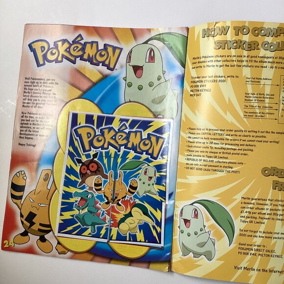 Merlin Topps Pokémon 2001 Album Book + Stickers English Issue Collectable - Picture 11 of 16
